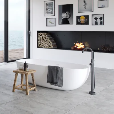 Semplice SBS600 - Fristående badkarsblandare, PVD Matt Gun Metal