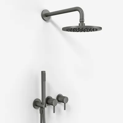 Semplice SBR801 S05 - Regn DeLuxe Ø20 cm, Vägg, PVD Matt Gun Metal