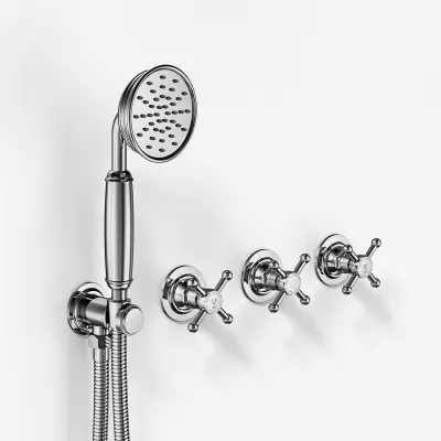 Hassel&Teudt HBR704 S02 - Duschset m/Ø21 cm. Rain DeLuxe m/EasyClean, Tak, Krom