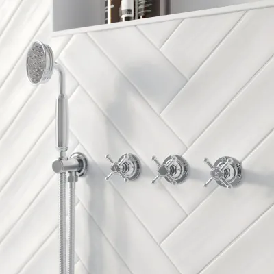 Hassel&Teudt HBR704 S03 - Duschset m/Ø31 cm. Rain DeLuxe m/EasyClean, Wall, Chrome