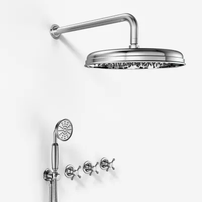 Hassel&Teudt HBR704 S03 - Duschset m/Ø31 cm. Rain DeLuxe m/EasyClean, Wall, Chrome