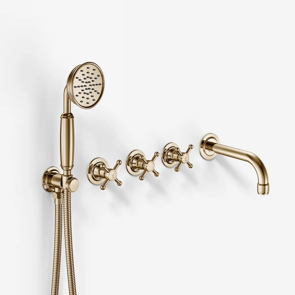 Hassel&Teudt HBR704 S05 - Badkar/duschset med 15 cm pip, Mässing Natural 