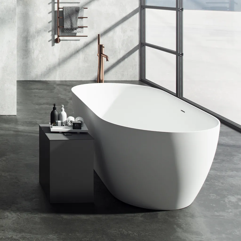 Pulcher Nomo 170 - Slim-Design Badkar 170x80, Massive Matt Vit SolidTec®