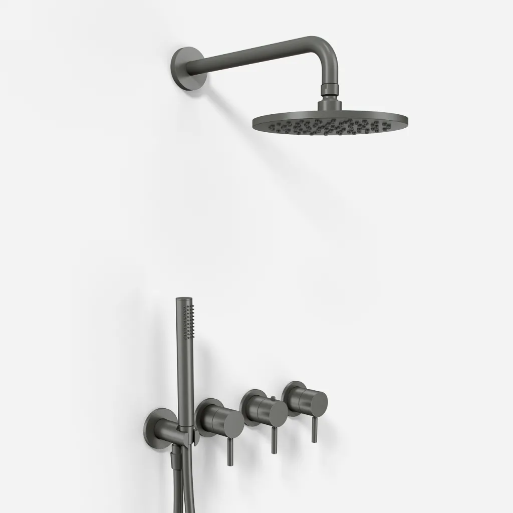 Semplice STB801 S05 - Rain DeLux SmartTerm Ø20 cm EasyClean, Vägg, PVD Matt Gun Metal