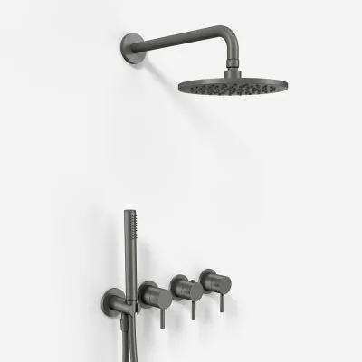 Semplice STB801 S05 - Rain DeLux SmartTerm Ø20 cm EasyClean, Vägg, PVD Matt Gun Metal
