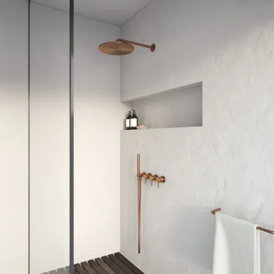 Semplice STB801 S07 - Rain DeLux SmartTerm Ø30 cm EasyClean, Vägg, PVD Borstad Koppar
