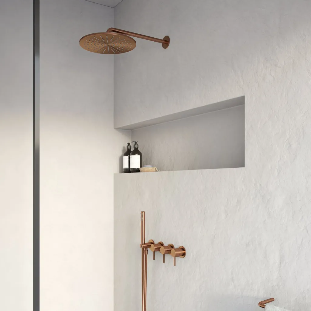 Semplice STB801 S07 - Rain DeLux SmartTerm Ø30 cm EasyClean, Vägg, PVD Borstad Koppar
