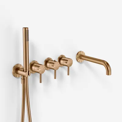 Semplice STB801 S11 - Termostatsats Badkar/dusch, PVD Borstad Koppar