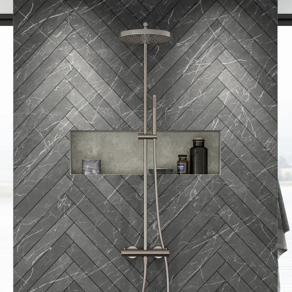 Semplice SRL10 S02 - Termostatsats, XXL Rain DeLux Ø28 m/EasyClean, PVD borstat stål