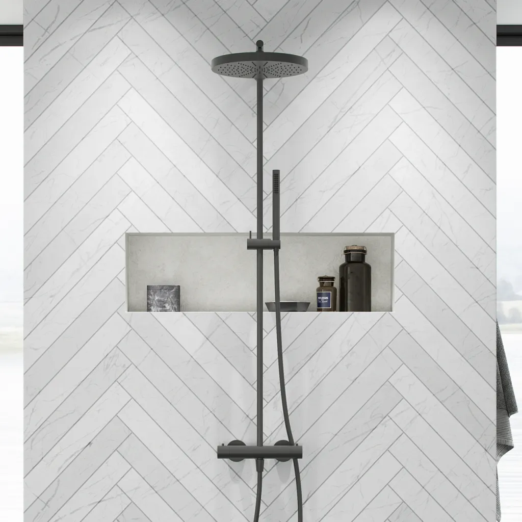 Semplice SRL10 S02 - Termostatset, XXL Rain DeLux Ø28 med EasyClean, PVD Matt Gun Metal