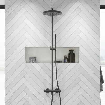 Semplice SRL10 S02 - Termostatset, XXL Rain DeLux Ø28 med EasyClean, PVD Matt Gun Metal