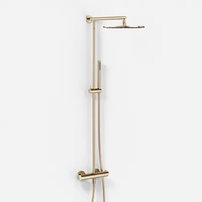 Semplice SRL10 S03 - Termostatset, Rain DeLuxe RHB30, Ø30 cm., Polerad mässing Naturfärgad