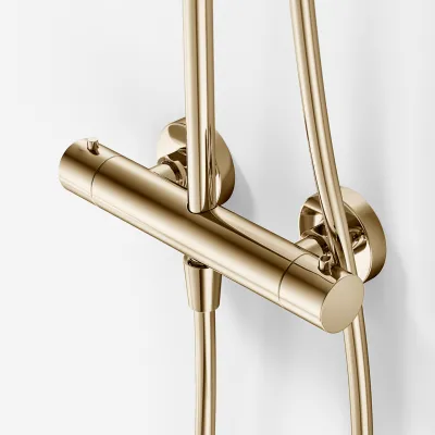 Semplice SRL10 S03 - Termostatset, Rain DeLuxe RHB30, Ø30 cm., Polerad mässing Naturfärgad