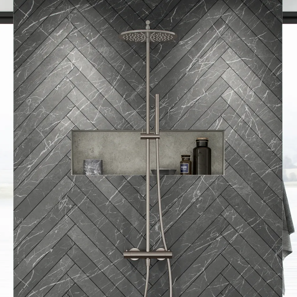 Semplice SRL10 S03 - Termostatset, Rain DeLuxe RHB30, Ø30 cm., PVD borstat stål
