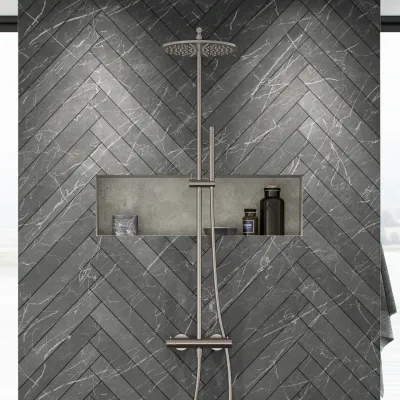 Semplice SRL10 S03 - Termostatset, Rain DeLuxe RHB30, Ø30 cm., PVD borstat stål