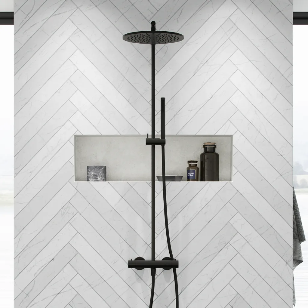 Semplice SRL10 S03 - Semplice SRL10 S03 - Termostatsats, Rain DeLuxe RHB30, Ø30 cm., Matt svart