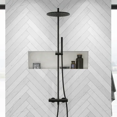 Semplice SRL10 S03 - Semplice SRL10 S03 - Termostatsats, Rain DeLuxe RHB30, Ø30 cm., Matt svart