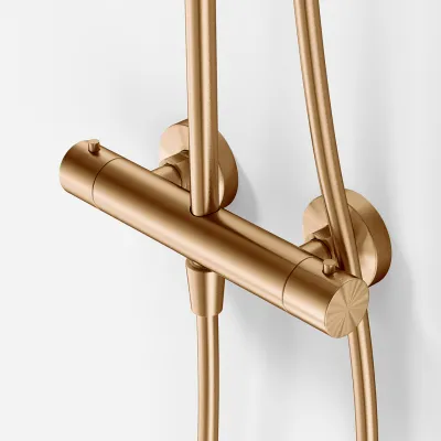 Semplice SRL10 S03 - Termostatsats, Rain DeLuxe RHB30, Ø30 cm., PVD Borstad koppar