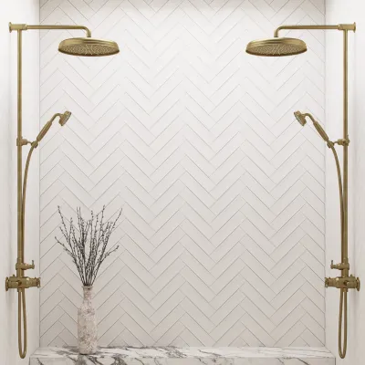 Hassel&Teudt HBT900 S02 - SmartTerm duschstångsset med Ø31 cm. Rain DeLuxe med EasyClean, Polerad Mässing Natur