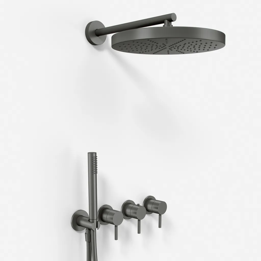 Semplice STB801 S02 - XXL Rain DeLux Ø28 cm, SmartTerm Vägg, PVD Matt Gun Metal