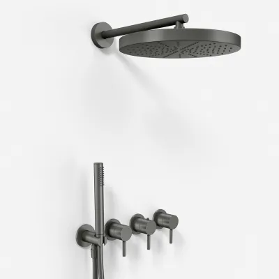 Semplice STB801 S02 - XXL Rain DeLux Ø28 cm, SmartTerm Vägg, PVD Matt Gun Metal