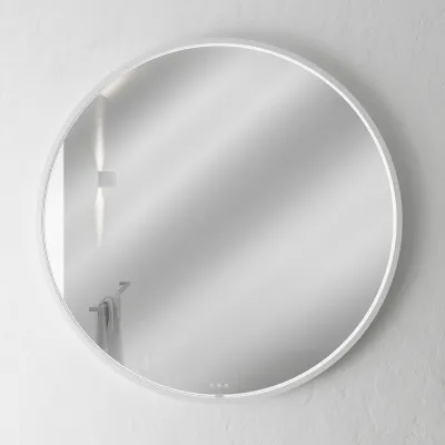 Pulcher Mood 1 PM1-100 - Ø100 cm. Imfri spegel med ljus och ljusstyrning, Mattvit 