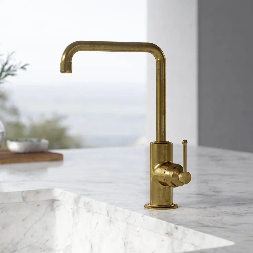 Hassel&Teudt HKV102 - Köksblandare med svängbar pip U200 mm polerad mässing naturfärgad