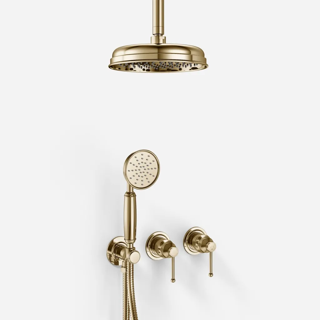 Hassel&Teudt HBR801 S02 - Duschset Ø21 cm, Tak, Polerad mässing Naturfärgad