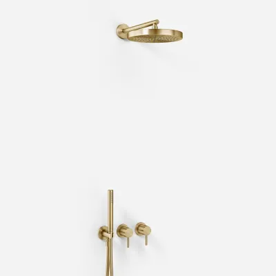 Semplice SBR801 S01 - Duschset, Ø24 cm, Vägg, PVD Borstad Mässing