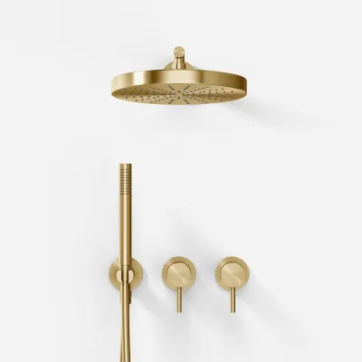 Semplice SBR801 S01 - Duschset, Ø24 cm, Vägg, PVD Borstad Mässing
