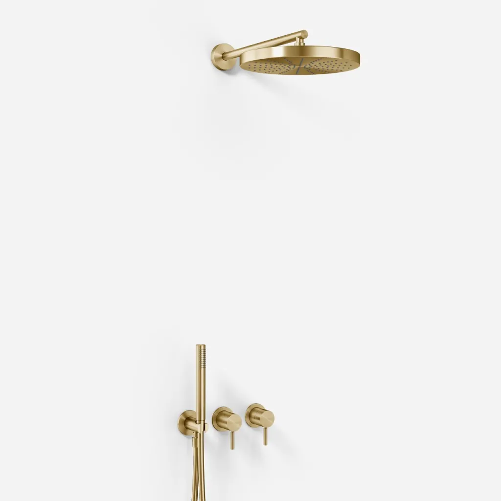 Semplice SBR801 S02 - Duschset, Ø28 cm, Vägg, PVD Borstad Mässing