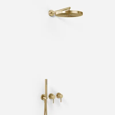 Semplice SBR801 S02 - Duschset, Ø28 cm, Vägg, PVD Borstad Mässing