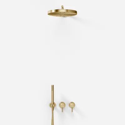 Semplice SBR801 S02 - Duschset, Ø28 cm, Vägg, PVD Borstad Mässing