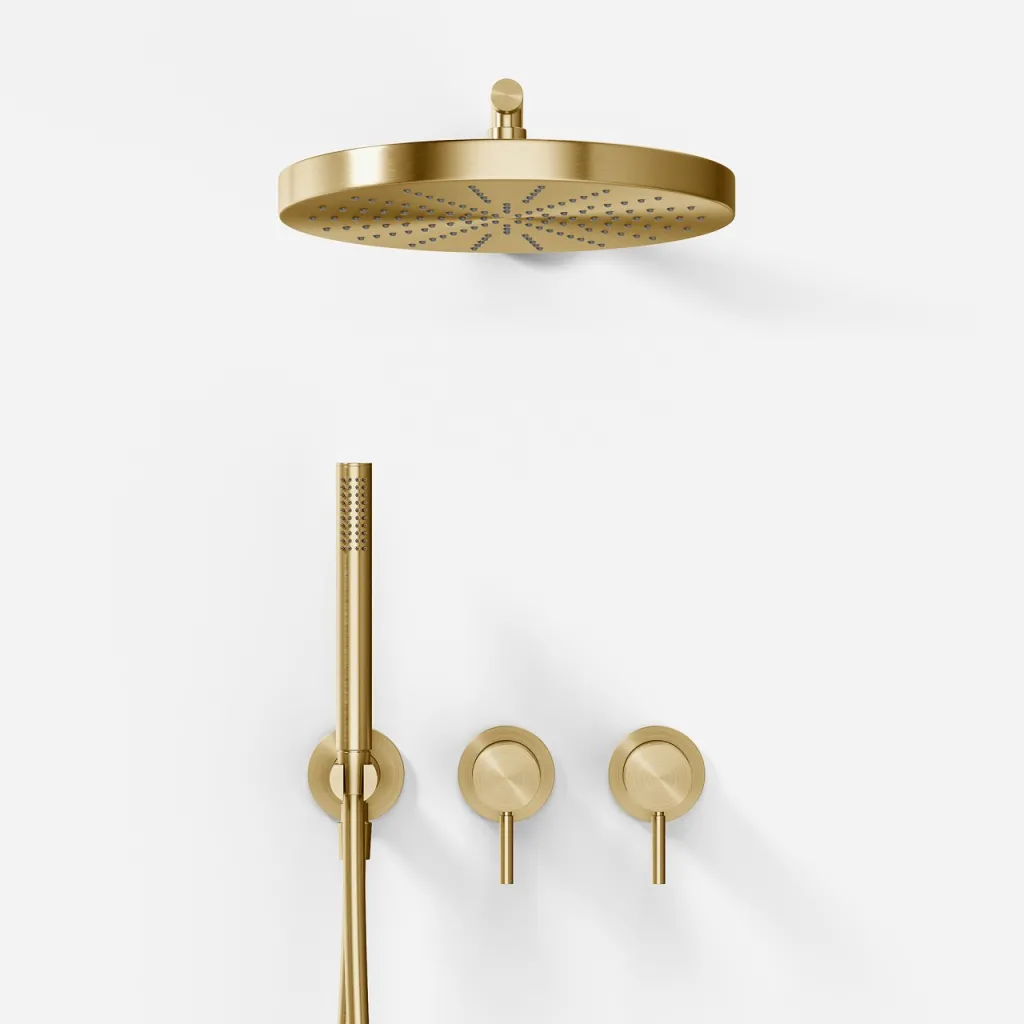 Semplice SBR801 S02 - Duschset, Ø28 cm, Vägg, PVD Borstad Mässing