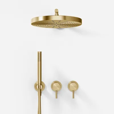 Semplice SBR801 S02 - Duschset, Ø28 cm, Vägg, PVD Borstad Mässing