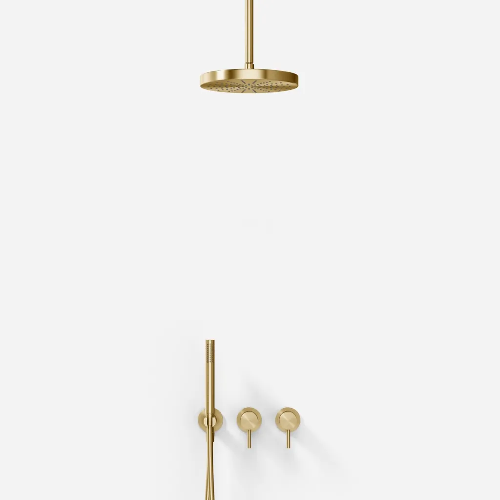 Semplice SBR801 S03 - Duschset, Ø24 cm, Tak, PVD Borstad Mässing