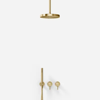 Semplice SBR801 S03 - Duschset, Ø24 cm, Tak, PVD Borstad Mässing