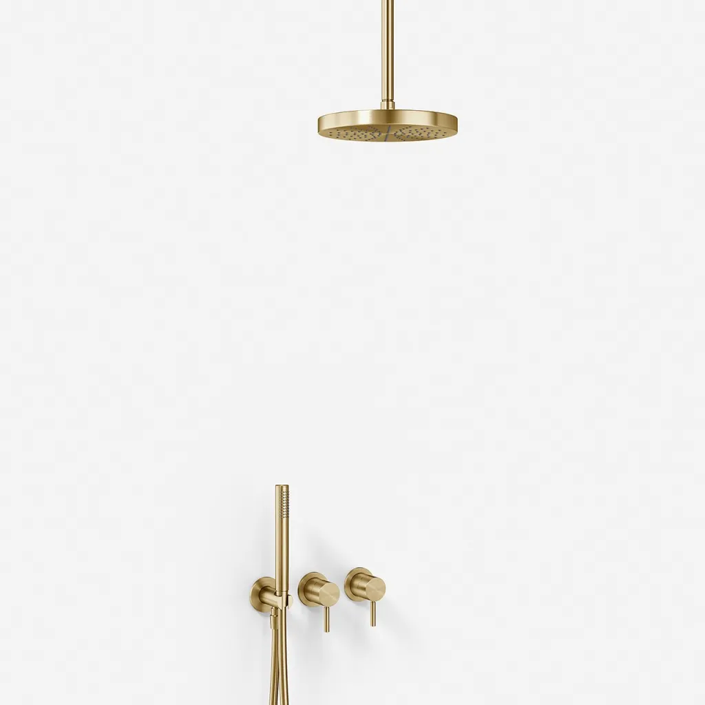 Semplice SBR801 S03 - Duschset, Ø24 cm, Tak, PVD Borstad Mässing
