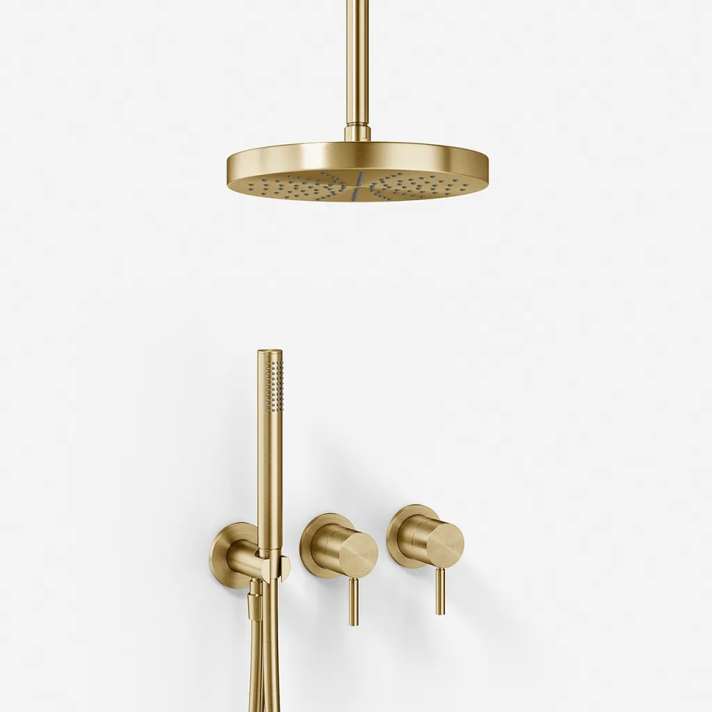 Semplice SBR801 S03 - Duschset, Ø24 cm, Tak, PVD Borstad Mässing