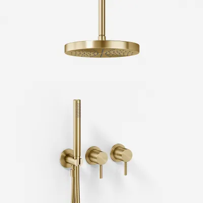 Semplice SBR801 S03 - Duschset, Ø24 cm, Tak, PVD Borstad Mässing