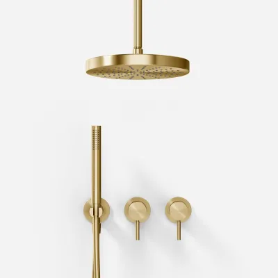 Semplice SBR801 S03 - Duschset, Ø24 cm, Tak, PVD Borstad Mässing