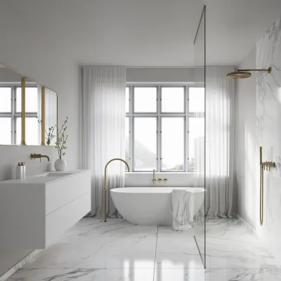 Semplice STB801 S02 - XXL Rain DeLux Ø28 cm, SmartTerm Wall, PVD Borstad Mässing