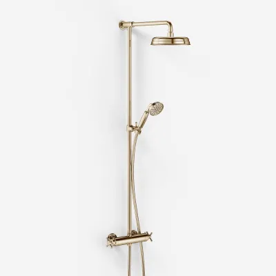 Hassel&Teudt HRL10 II S01 - SmartTerm duschstångsset med Ø21 cm. Rain DeLuxe med EasyClean, polerad mässing naturfärgad