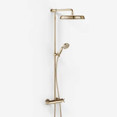 Hassel&Teudt HRL10 II S02 - SmartTerm duschstångsset med Ø31 cm. Rain DeLuxe med EasyClean, polerad mässing naturfärgad