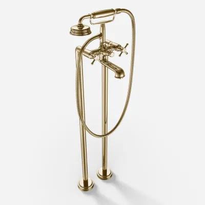 Hassel&Teudt HBK702 - Fristående badkarsblandare, polerad mässing naturfärgad