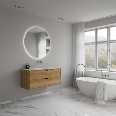 CPH Tapwork Soft 120 - MKII, fingergängade skåp i naturek inklusive Mathvid SolidTec® diskho