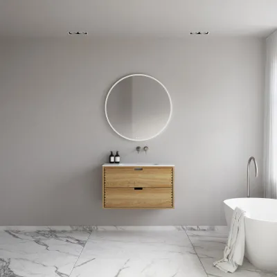 CPH Tapwork Soft 90 - MKII, fingergängade skåp i naturek inklusive Mathvid SolidTec® diskho