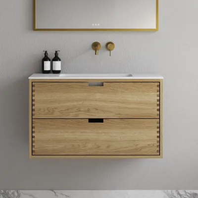 CPH Tapwork Soho 90 - MKII, fingergängade skåp i naturek inklusive Mathvid SolidTec® diskho