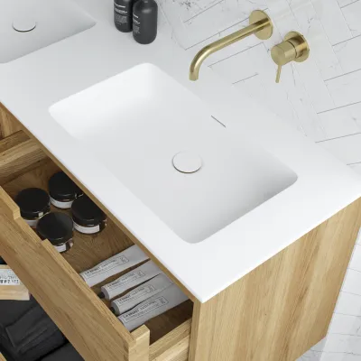 CPH Tapwork Soho 90 - MKII, fingergängade skåp i naturek inklusive Mathvid SolidTec® diskho