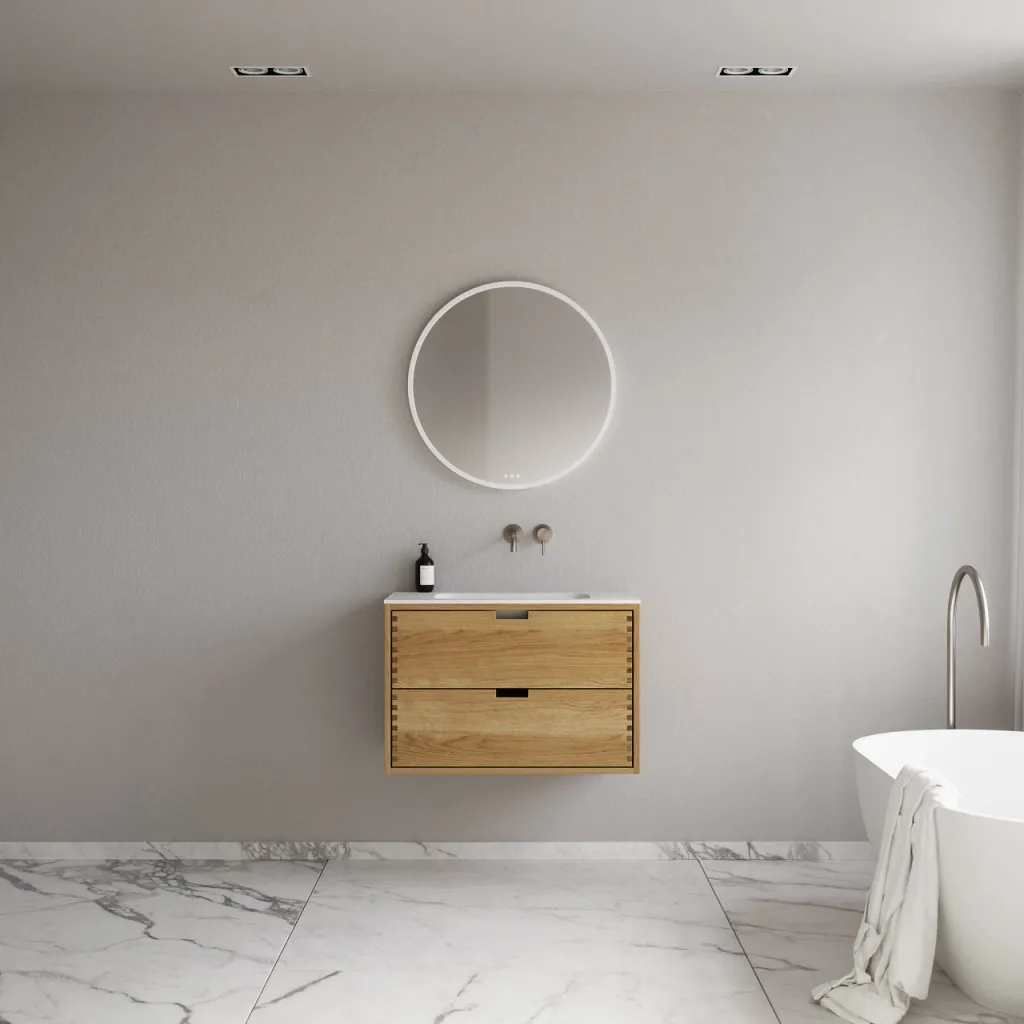 CPH Tapwork Soft 80 - MKII, fingergängade skåp i naturek inklusive Mathvid SolidTec® diskho
